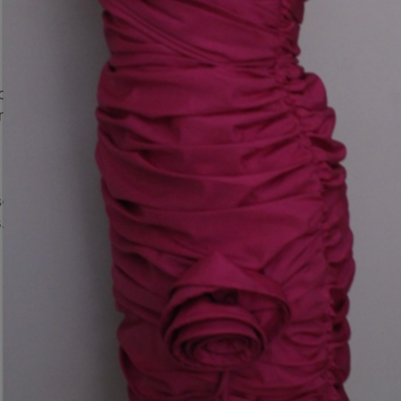 NWT 1980's Hot Pink Ruched Lilli Diamond Party Dress with Rosette - Picture 2 of 7